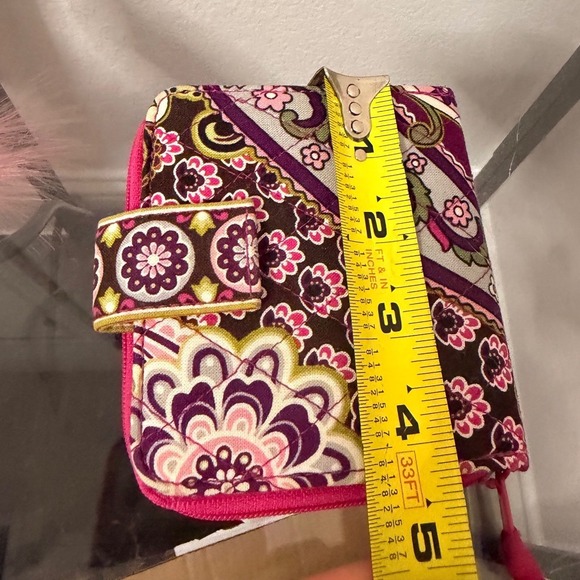 Vera Bradley Tri-Fold Wallet Wristlet Pink Floral Pattern Zip Coin Pocket - Picture 4 of 5